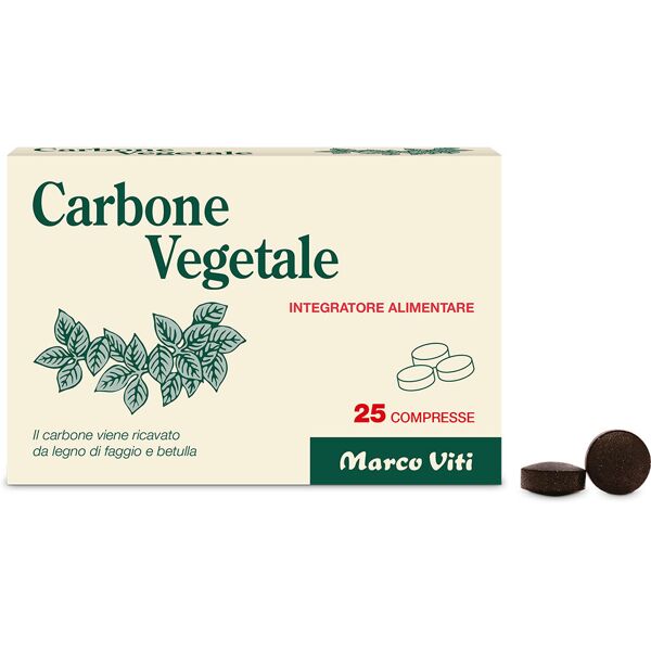 marco viti farmaceutici spa carbone vegetale 25 compresse - detox naturale per stomaco e intestino - integratore alimentare