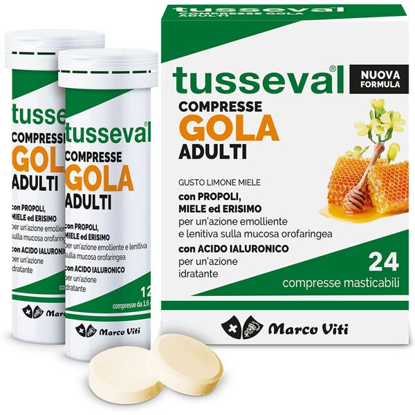 marco viti farmaceutici spa tusseval gola adulti 24 compresse - integratore per il benessere della gola