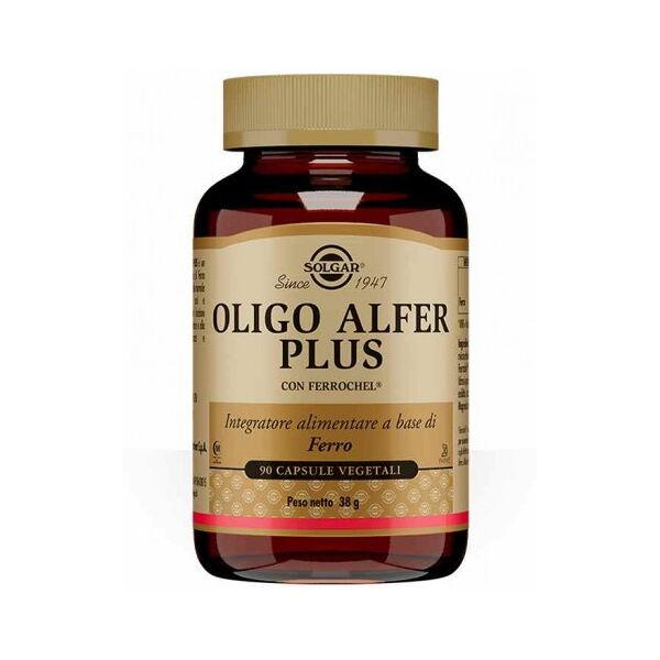 solgar it. multinutrient spa solgar - oligo alfer 90 capsule vegetali - integratore di ferro chelato per il benessere emotivo e l'energia