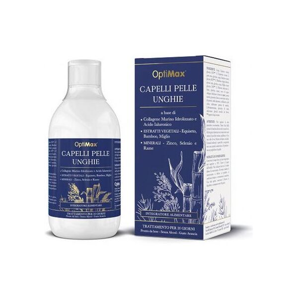 optima naturals srl optimax - capelli pelle unghie 500ml - integratore per la salute di capelli, pelle e unghie