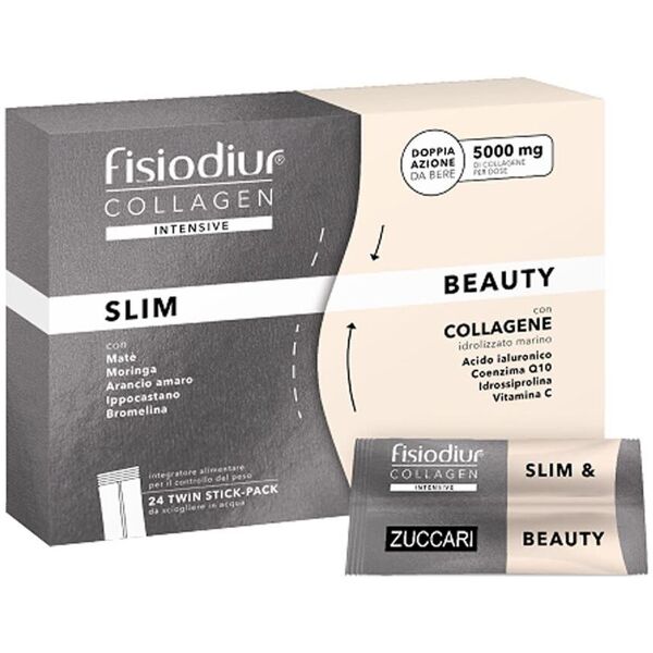 zuccari srl fisiodiur collagen slim&beauty 24 stick pack - integratore di collagene per la tua bellezza