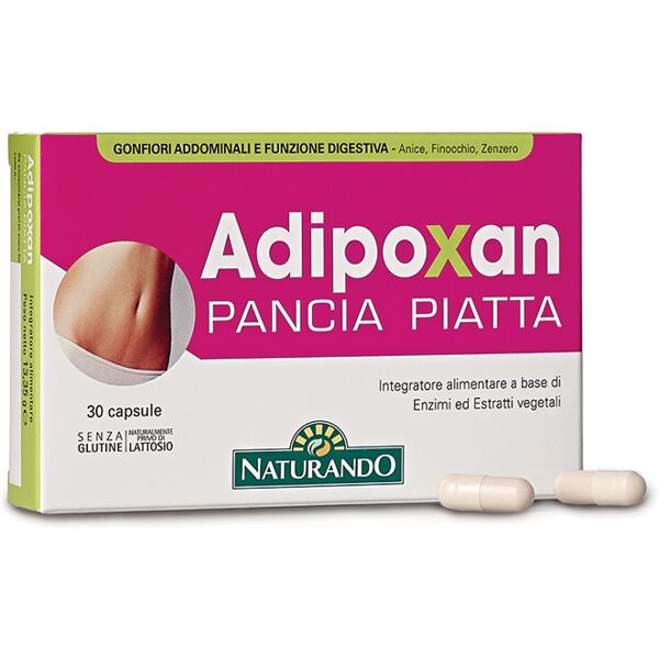 naturando srl adipoxan pancia piatta - integratore per eliminazione dei gas, 30 capsule