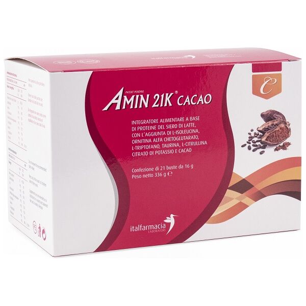 italfarmacia srl amin 21k cacao 21 bustine da 16g - integratore proteico per energia e recupero muscolare