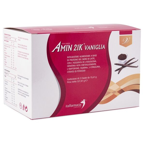 italfarmacia srl amin 21k vaniglia 21 bustine da 16g - integratore proteico per energia e recupero muscolare