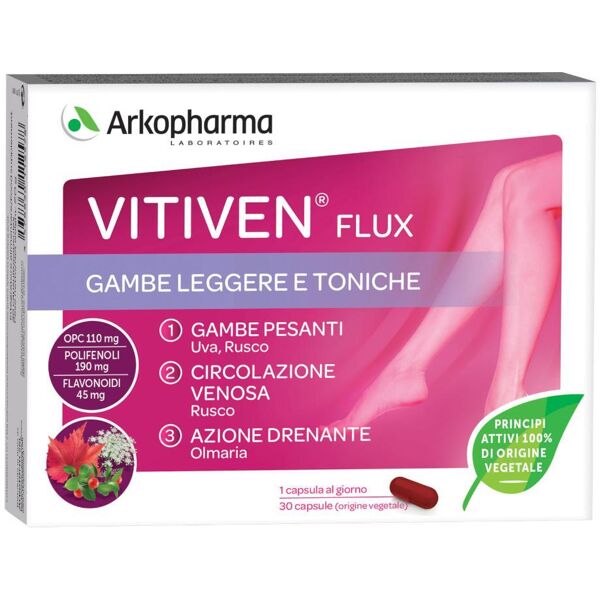 arkofarm srl arkopharma vitiven flux 30 capsule - integratore alimentare con piante e vitamina b2