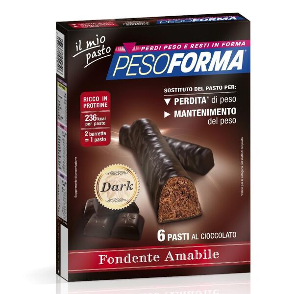 nutrition & sante' italia spa pesoforma - barrette cioccolato fondente amabile 12 pezzi