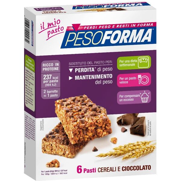 nutrition & sante' italia spa pesoforma - barrette cereali e cioccolato 6 pasti