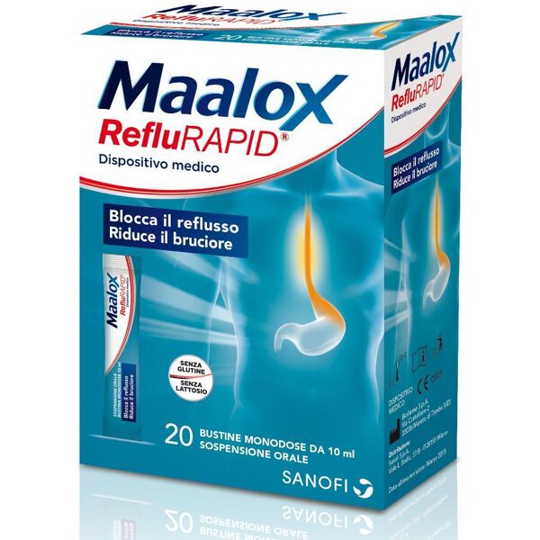 opella healthcare maalox reflurapid 20 bustine bruciore stomaco - rapido sollievo digestivo