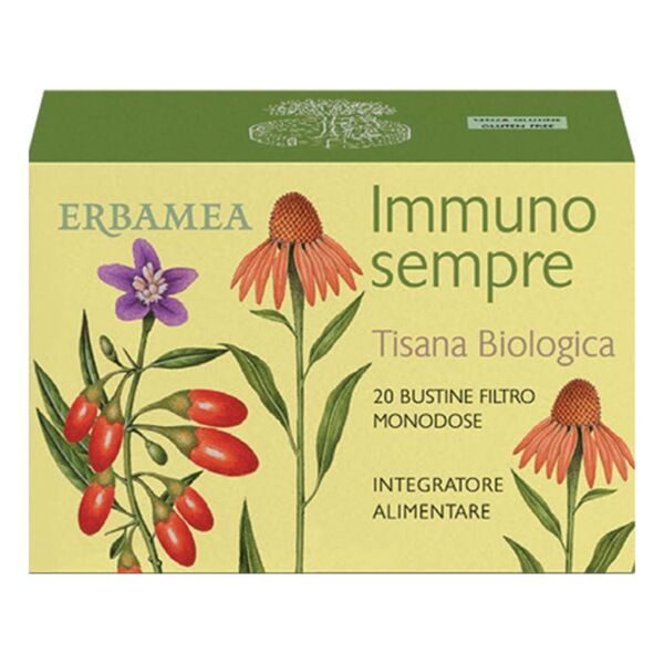 erbamea srl immuno sempre - tisana biologica 20 bustine, tisana per rafforzare il sistema immunitario