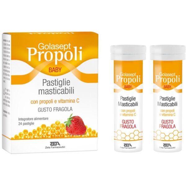 zeta golasept - propoli baby 24 compresse masticabili fragola - integratore immunitario naturale per bambini