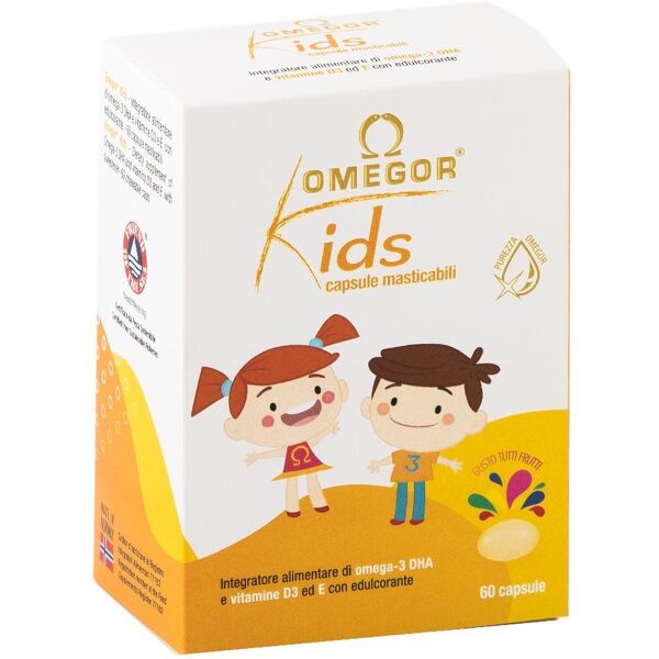 u.g.a. nutraceuticals srl omegor kids - integratore di omega-3 per bambini - 60 capsule gusto tutti frutti - supporto per lo sviluppo cognitivo e la salute dei bambini