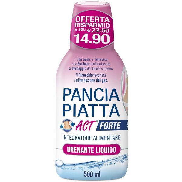 f&f srl pancia piatta act forte - integratore alimentare drenante liquido 500 ml