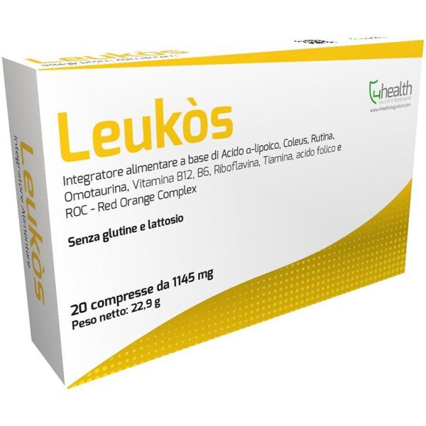 4 health srl leukos 4h integratore visivo - 20 compresse - acido alfa lipoico e vitamine b