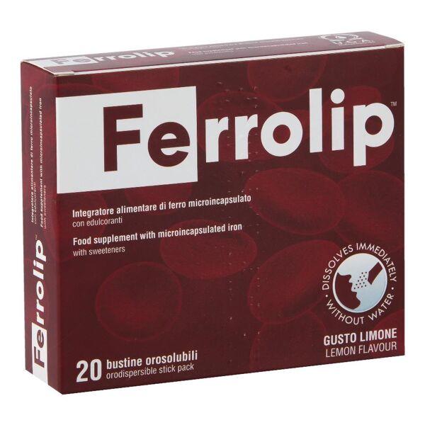 u.g.a. nutraceuticals srl ferrolip - bustine orosolubili di ferro - 20 bustine - integratore di ferro per anemia - supporto per la salute ematica