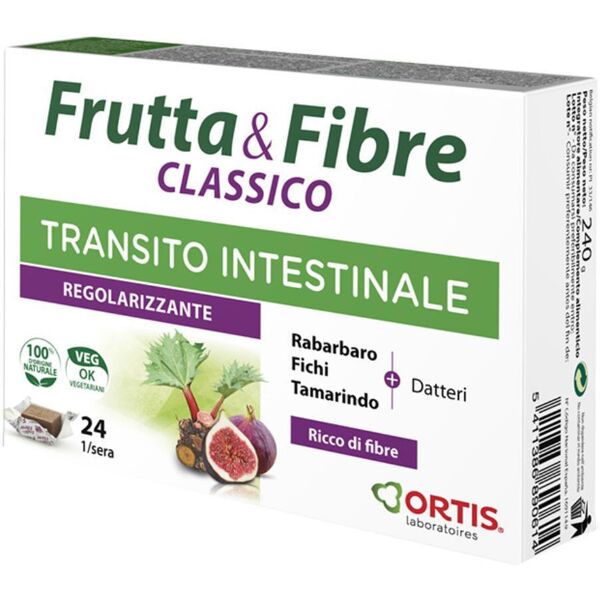 ortis laboratoires pgmbh frutta & fibre - integratore alimentare regolarizzante per il traffico intestinale 24 cubetti