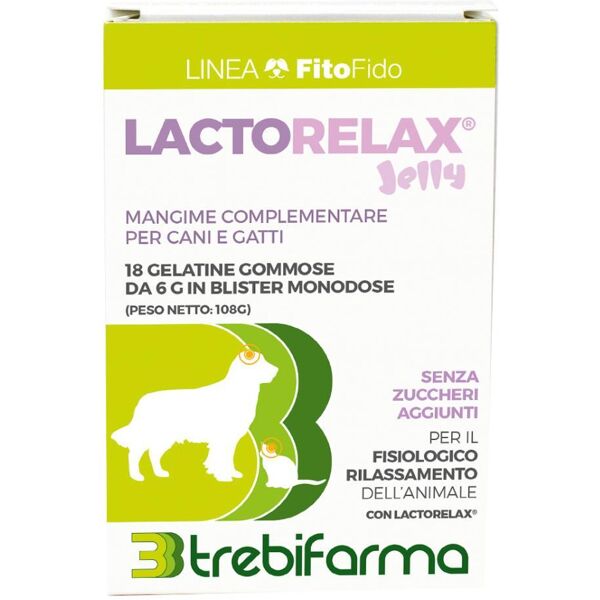 trebifarma srl lactorelax jelly integratore per cani e gatti 18 gelatine - supporto digestivo per animali domestici