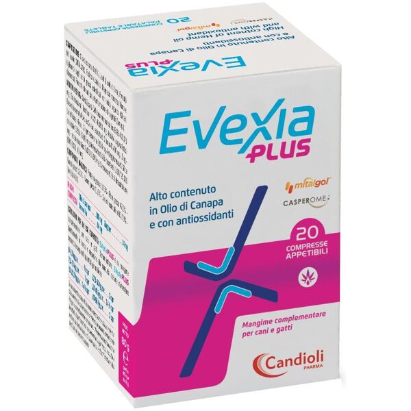 candioli veterinari evexia plus mangime complementare per cani e gatti - 20 compresse - integratore nutrizionale per animali domestici