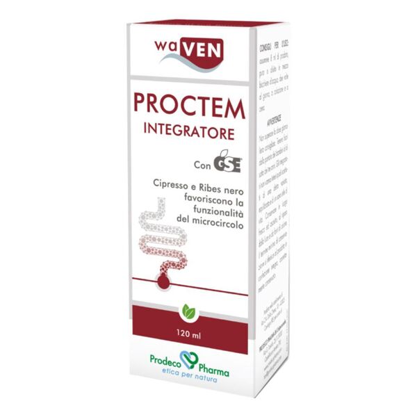 prodeco pharma srl waven proctem 120ml - integratore alimentare con estratto di cipresso, semi di pompelmo (gse) e succo di ribes nero