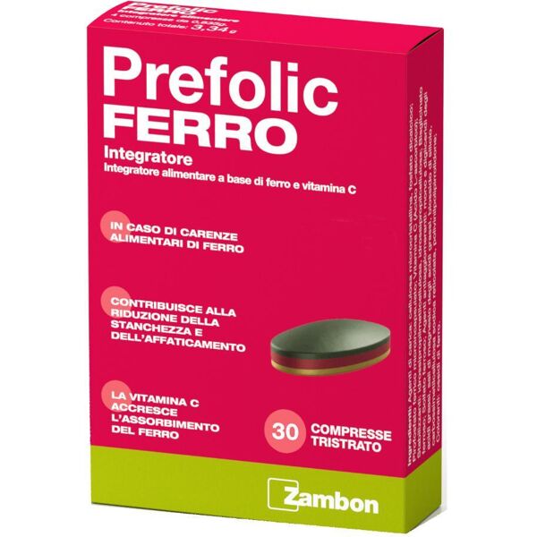 zambon prefolic ferro 30 compresse - integratore di ferro e acido folico