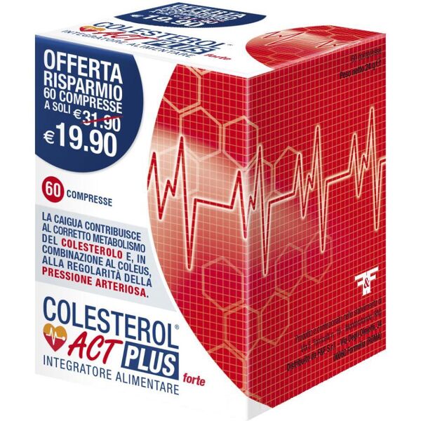 f&f srl colesterol act plus forte integratore cuore 60 compresse - supporto naturale per il benessere cardiovascolare