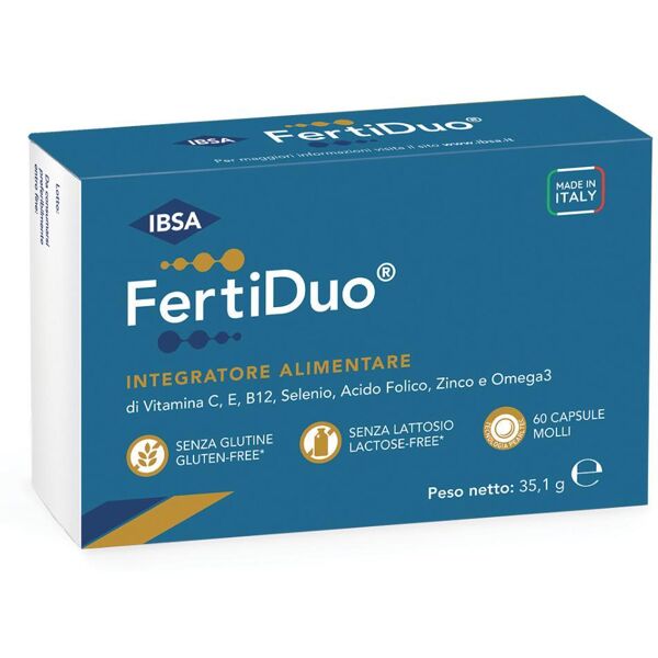 ibsa fertiduo 60 compresse - integratore spermatogenesi, fertilità maschile con selenio, zinco, vitamine