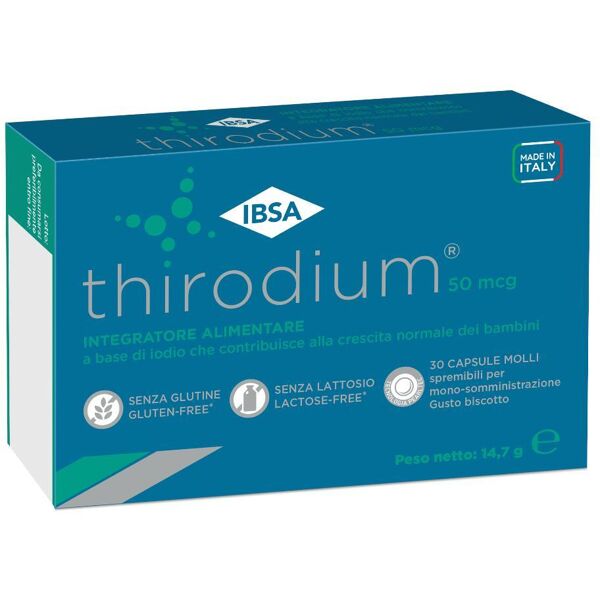 ibsa farmaceutici italia srl thirodium 50mcg capsule molli - integratore di iodio gusto biscotto - 30 capsule