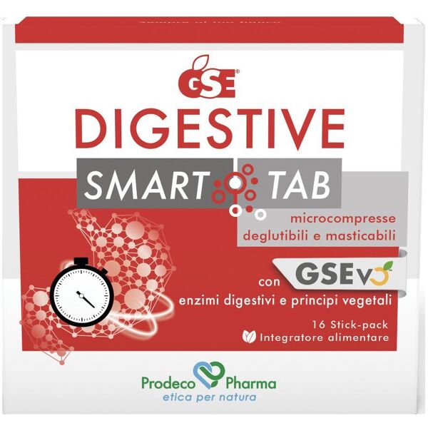 prodeco pharma srl gse digestive smart·tab 16 stickpack - integratore digestivo con estratto di semi di pompelmo e enzimi