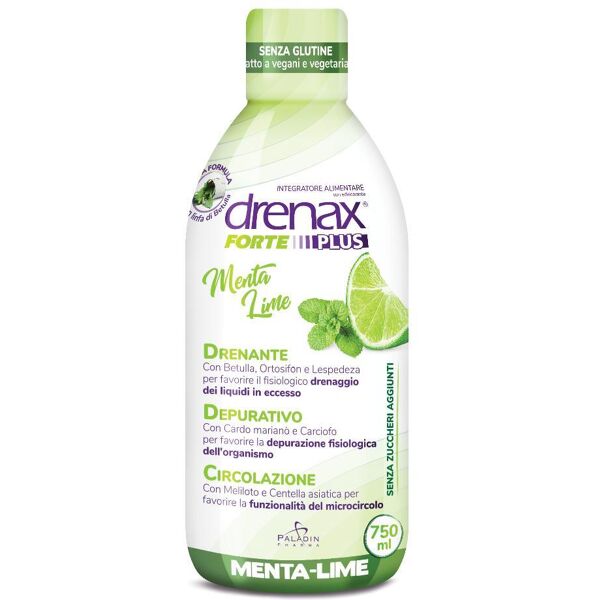 paladin pharma spa drenax forte plus menta/lime 750 ml - integratore detox naturale