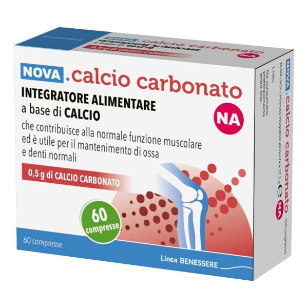 nova argentia srl ind. farm nova calcio carbonato 60 compresse - integratore per ossa e muscoli