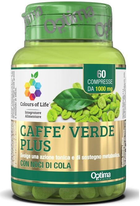 optima naturals srl colours of life - caffè verde plus 60 compresse da 1000 mg - integratore per tono e sostegno metabolico