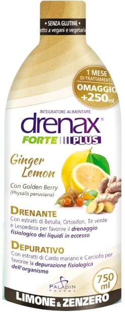 paladin pharma spa drenax forte ginger lemon 750 ml - integratore per la digestione con zenzero e limone