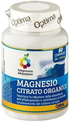 optima naturals srl magnesio citrato organico - marca di integratori per il benessere - 60 compresse da 1200 mg