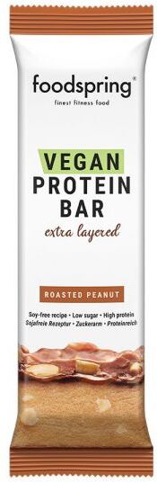 foodspring gmbh foodspring vegan protein bar extra layered 45g gusto arachidi tostate - delizia proteica multistrato vegana