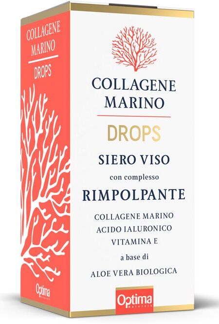 optima naturals srl collagene marino - drops siero viso rimpolpante 30 ml - marca bellezza naturale - cura della pelle