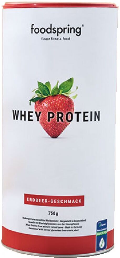 food spring gmbh foodspring whey protein fragola 750g - proteine per lo sviluppo muscolare e gusto eccezionale