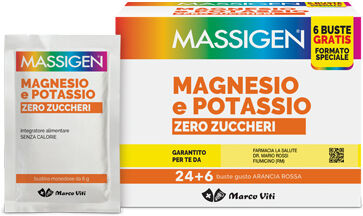 marco viti farmaceutici spa massigen magnesio e potassio senza zucchero - integratore alimentare - 24+6 bustine