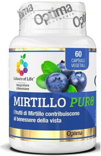 optima naturals srl colours of life mirtillo puro - 60 capsule vegetali - integratore per il benessere della vista