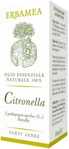 erbamea srl citronella - olio essenziale 10 ml - marcaxyz - repellente naturale per zanzare e insetti