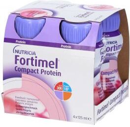 danone nutricia fortimel compact protein nutricia 4x125ml - supplemento alimentare iperproteico - gusto fragola