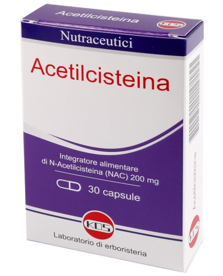kos srl acetilcisteina 30 capsule, integratore per la salute respiratoria, marca saluvita