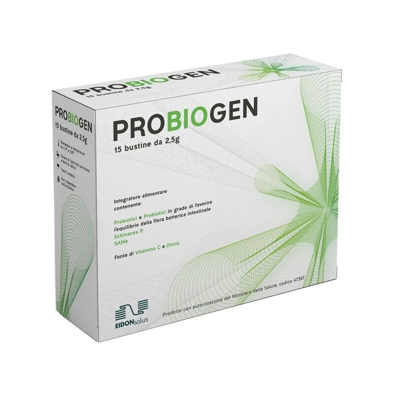 eidon salus srl eidon salus - probiogen integratore con probiotici, prebiotici, echinacea purpurea, vitamina c e zinco - 15 bustine