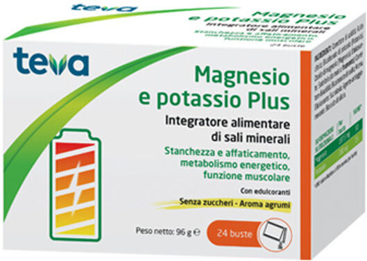 teva italia srl teva magnesio e potassio 24 buste - integratore per il benessere muscolare