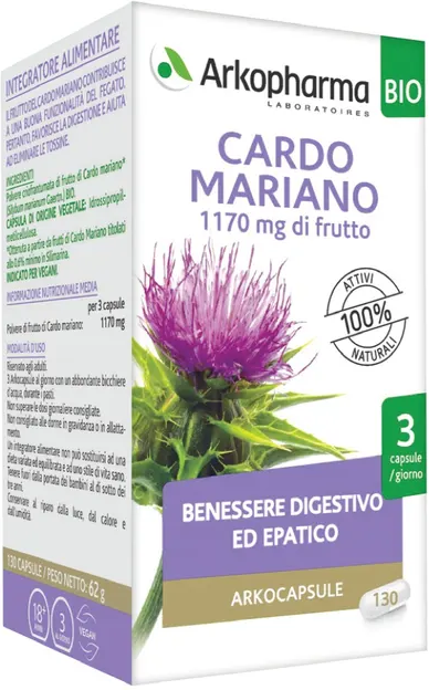 arkofarm srl arkopharma cardo mariano 130 capsule - integratore alimentare con arkocapsule cardo mariano