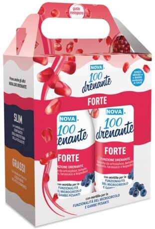 nova argentia srl ind. farm nova 100 drenante forte 300+300ml - integratore per il drenaggio e il benessere delle vie urinarie