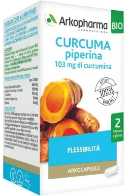 arkofarm srl arkocapsule curcuma + piperina bio 130 capsule - integratore alimentare naturale