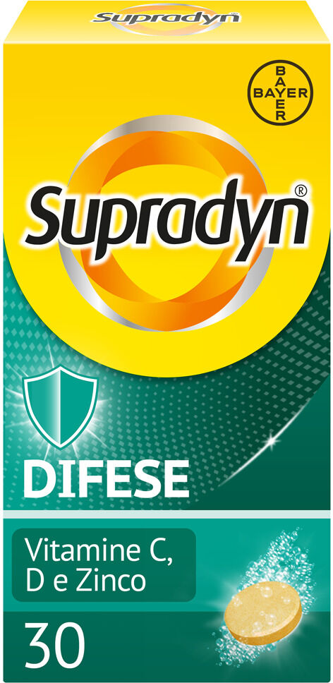 bayer spa supradyn difese integratore alimentare multivitaminico con vitamina c vitamina d e zinco per il sistema immunitario - 30 compresse effervescenti