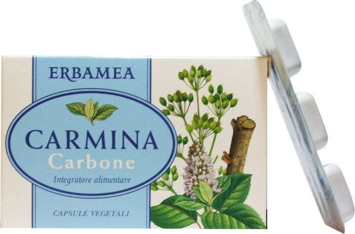 erbamea srl carmina carbone - integratore per l’eliminazione dei gas intestinali 24 capsule