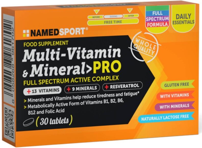 namedsport srl multi vitamin&mineral pro 30cpr - integratore multivitaminico e multiminerale