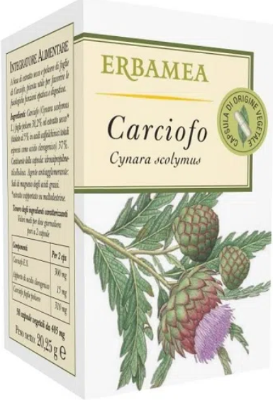 erbamea srl integratore di carciofo - marca salutenaturale - integratore per la funzione epatica e digestiva - 50 capsule