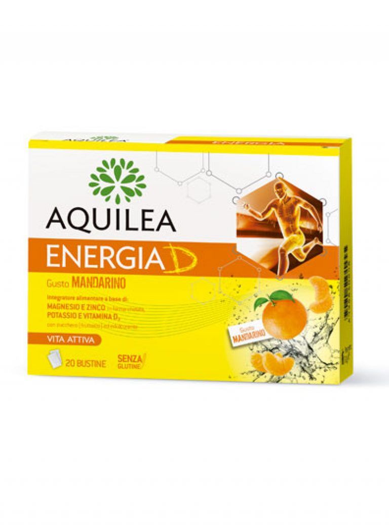 uriach italy aquilea energia d 20 bustine da 6g gusto mandarino - integratore di vitamina d per energia e benessere